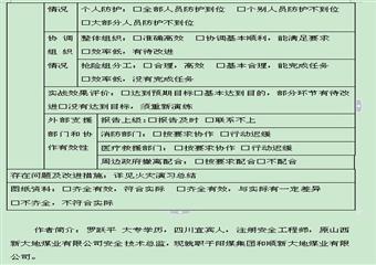 井下火災演習方案、演習記錄及總結